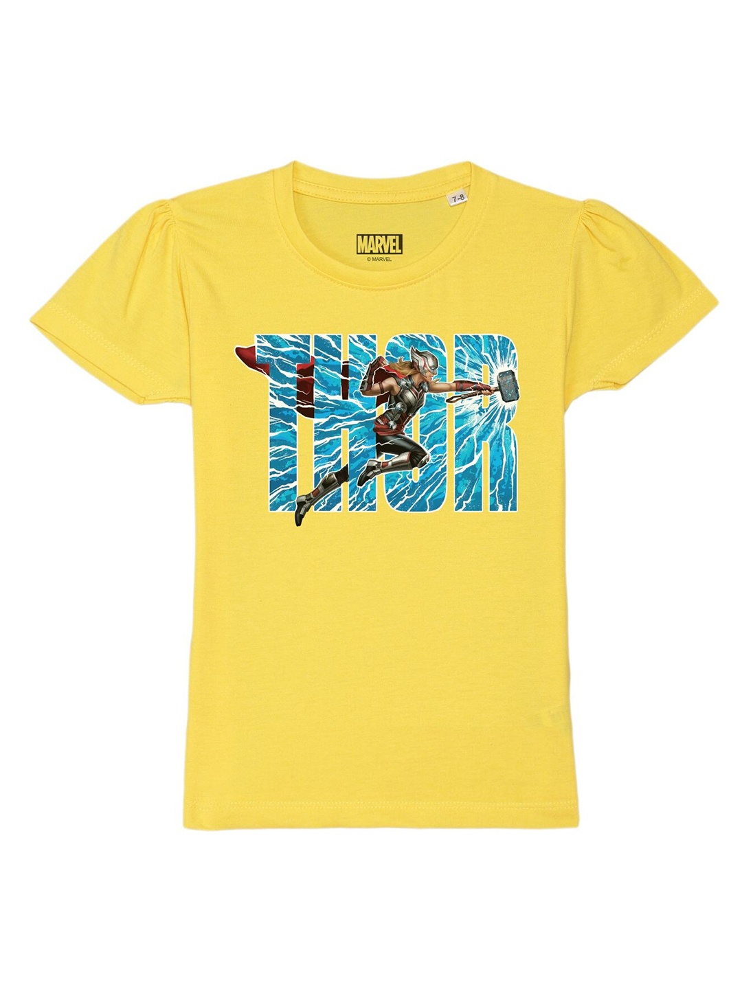 

Marvel by Wear Your Mind Girls Yellow & Blue Printed T-shirt