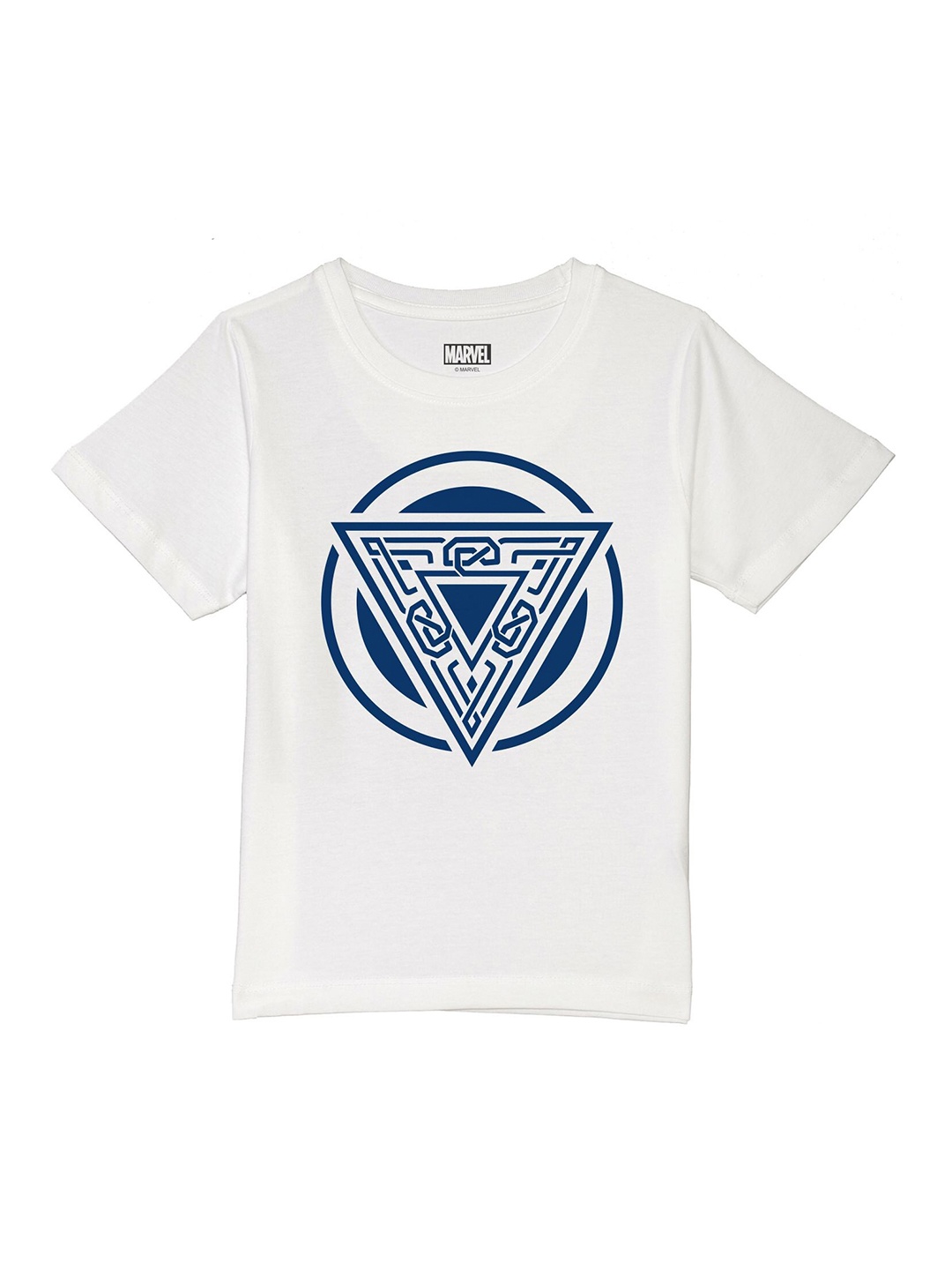 

Marvel by Wear Your Mind Boys White Geometric Printed Pure Cotton Round Neck T-shirt