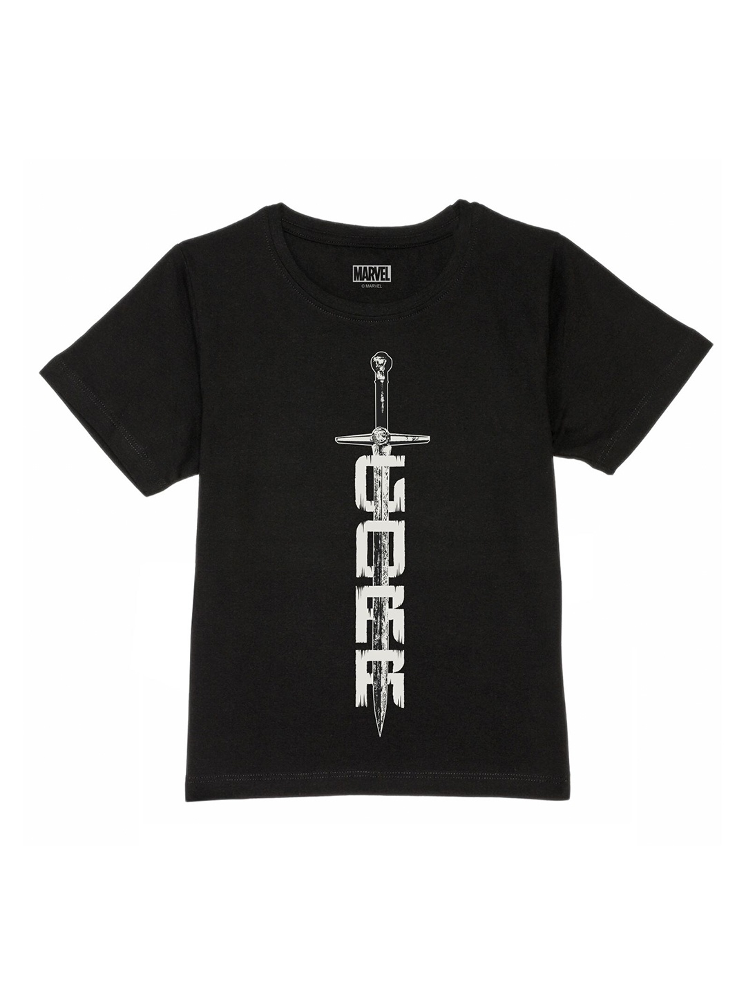 Marvel by Wear Your Mind Boys Black Typography Printed T-shirt