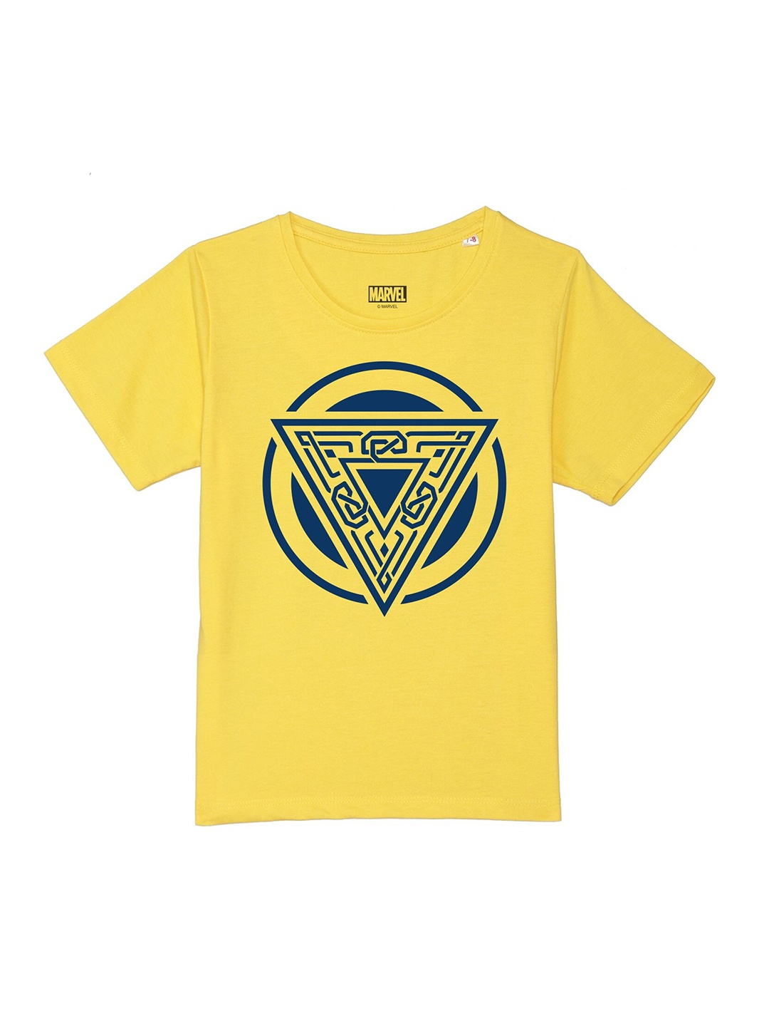 Marvel by Wear Your Mind Boys Yellow Printed Raw Edge T-shirt