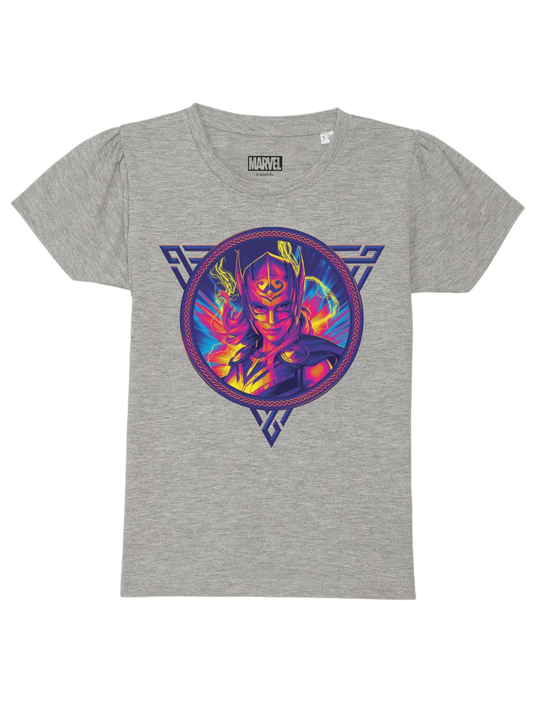 

Marvel by Wear Your Mind Girls Grey & Blue Printed Regular Fit T-shirt