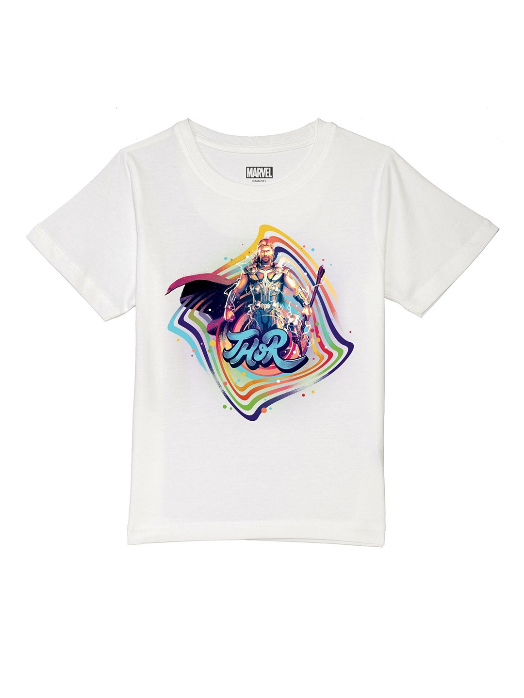 Marvel by Wear Your Mind Boys White Superhero Printed Round Neck Pure Cotton T-shirt