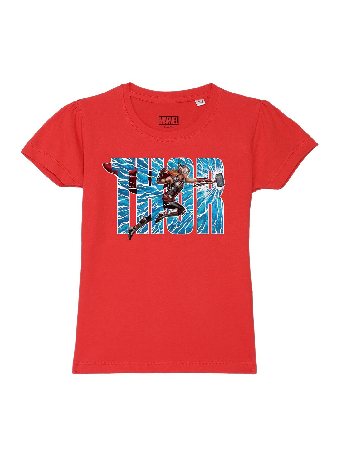 

Marvel by Wear Your Mind Girls Red Typography Printed T-shirt