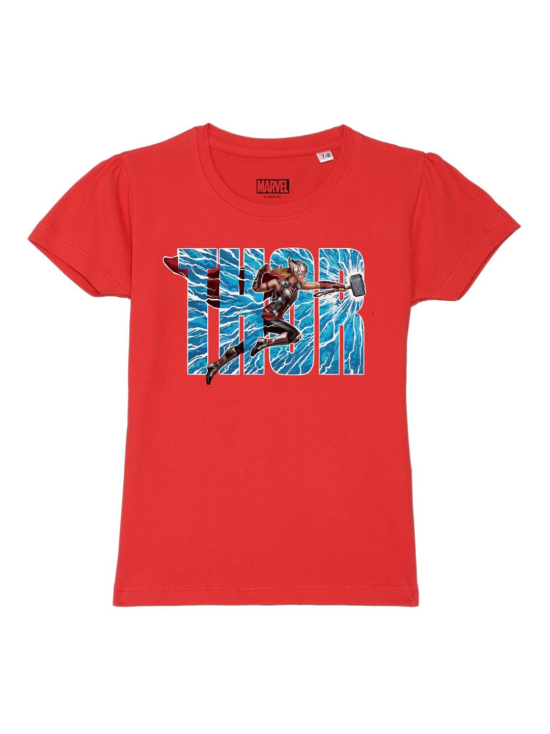 

Marvel by Wear Your Mind Girls Red Typography Printed T-shirt