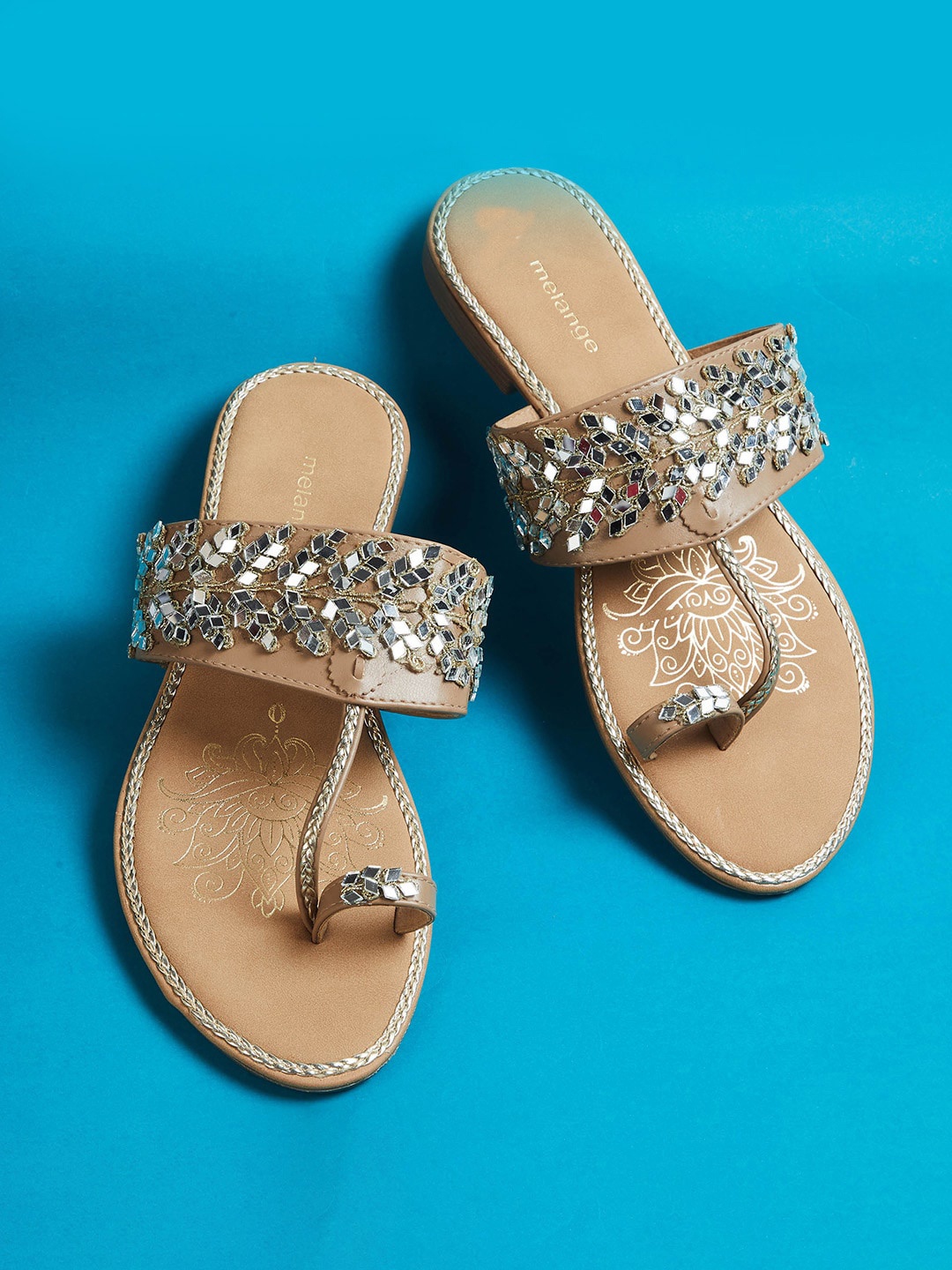 

Melange by Lifestyle Women Beige Embellished One Toe Flats
