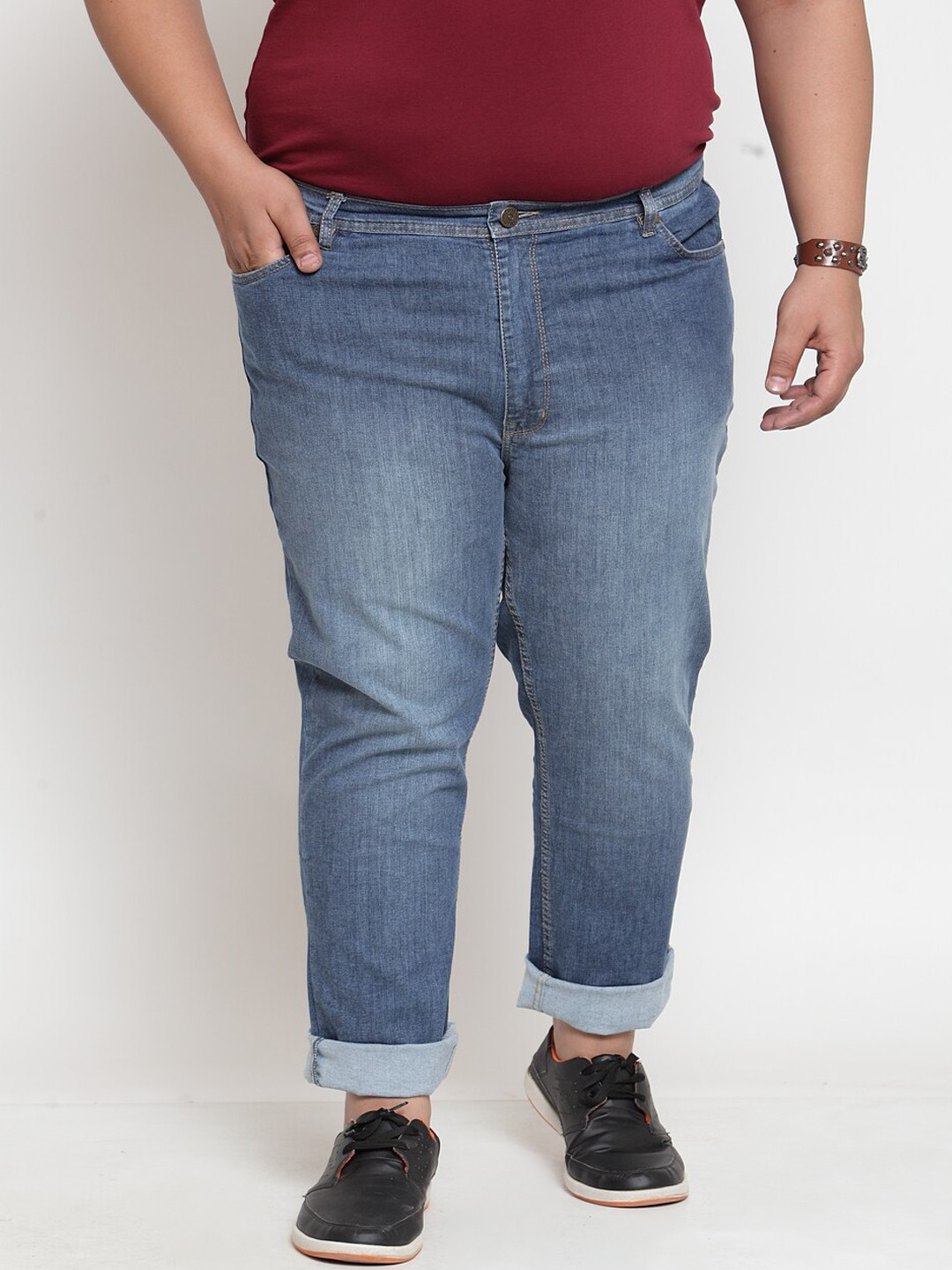 

plusS Men Blue Comfort Light Fade Stretchable Jeans