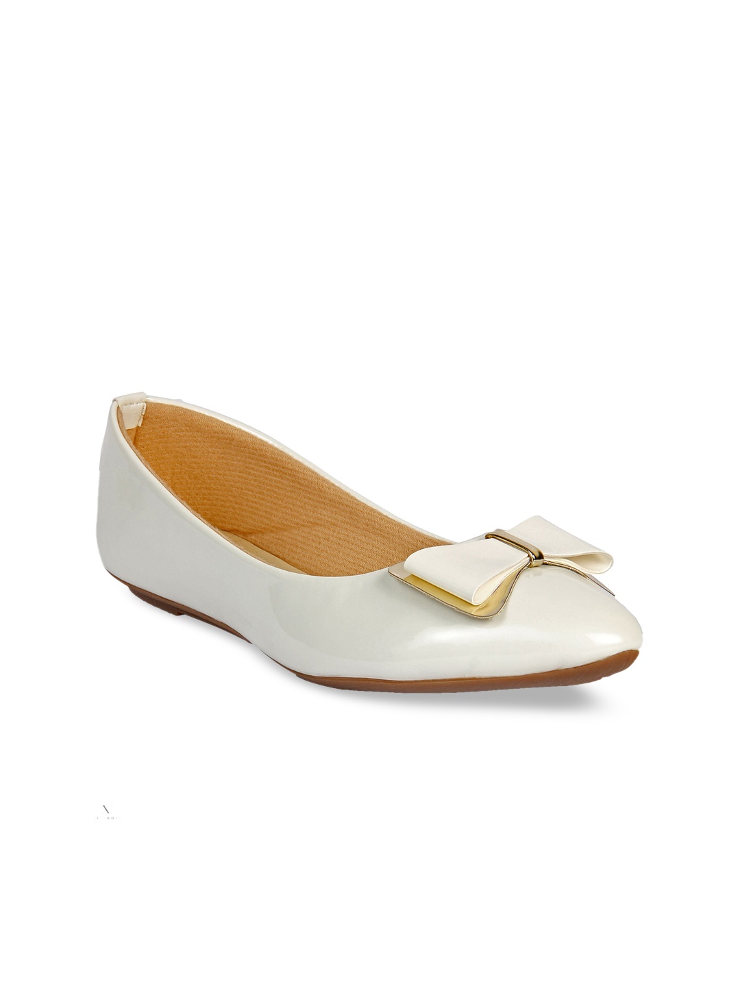 

XE Looks Women White Textured with Bows Ballerinas Flats