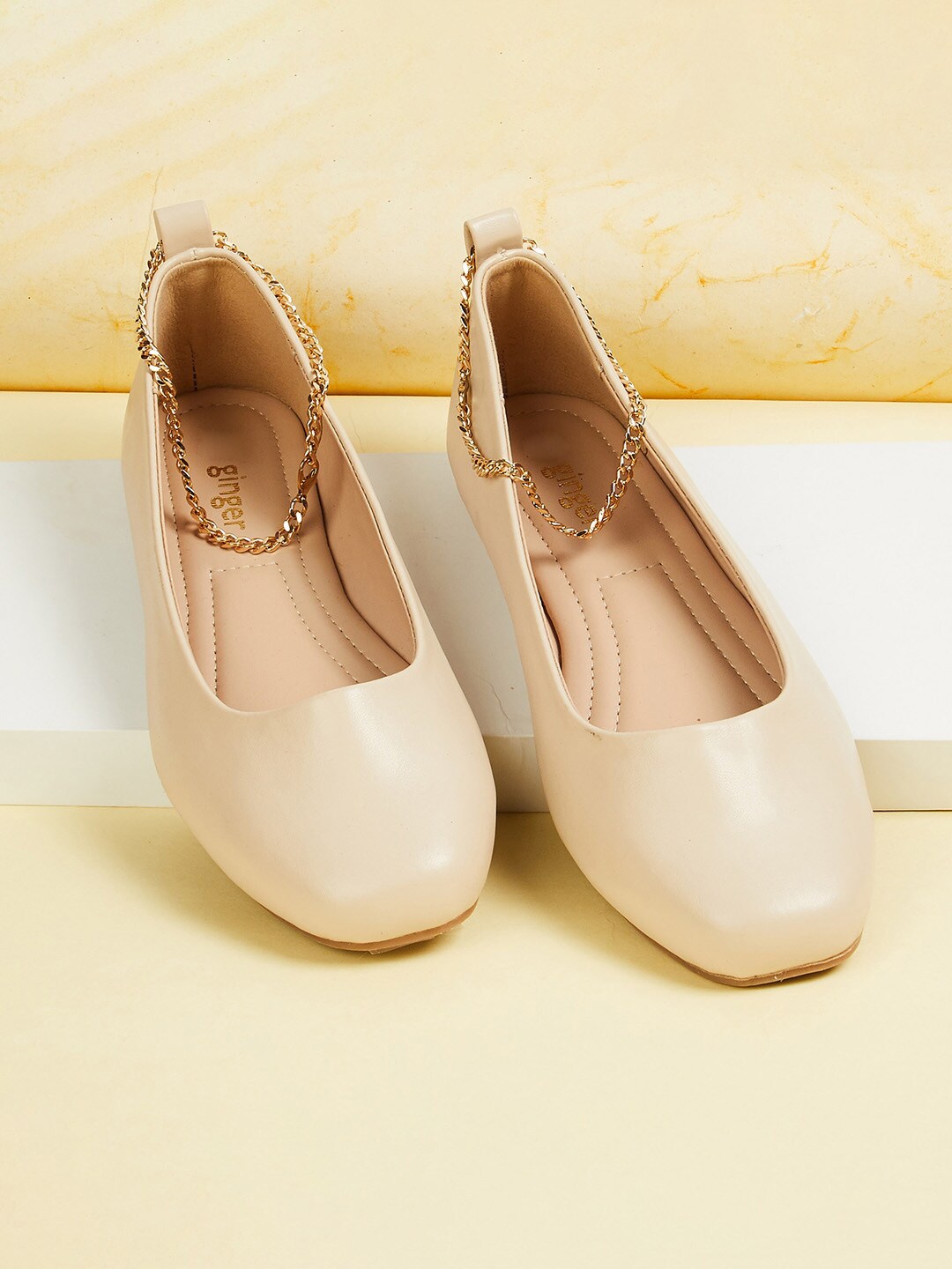 

Ginger by Lifestyle Women Beige Synthetic Ballerinas Flats Shoes