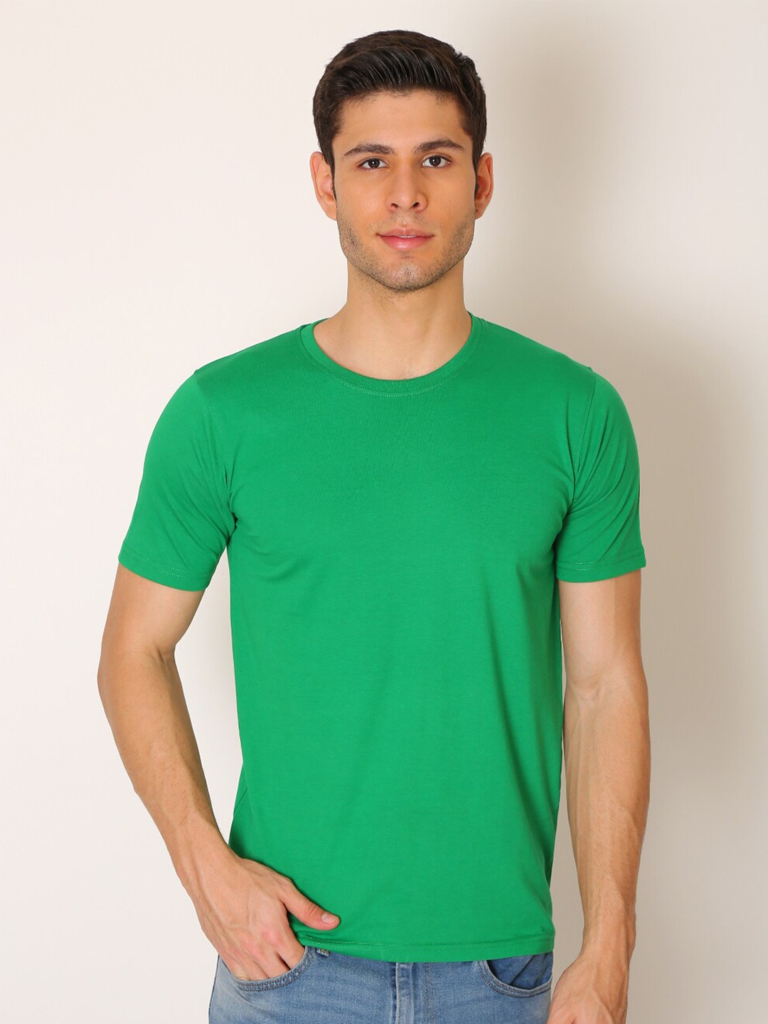 

VINSON Men Green Slim Fit T-shirt