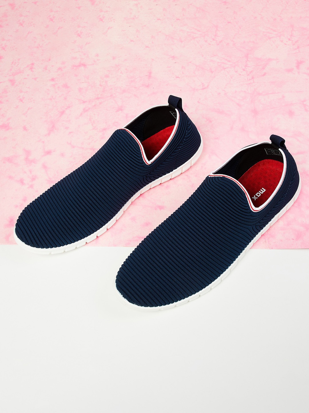 

max Men Blue PU Slip-On Sneakers