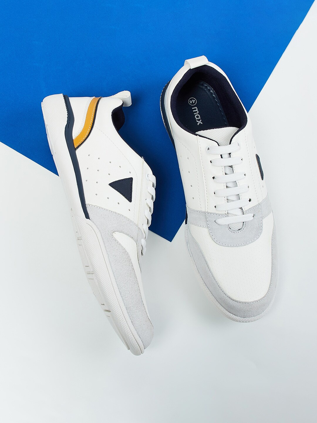 

max Men White PU Slip On Sneakers