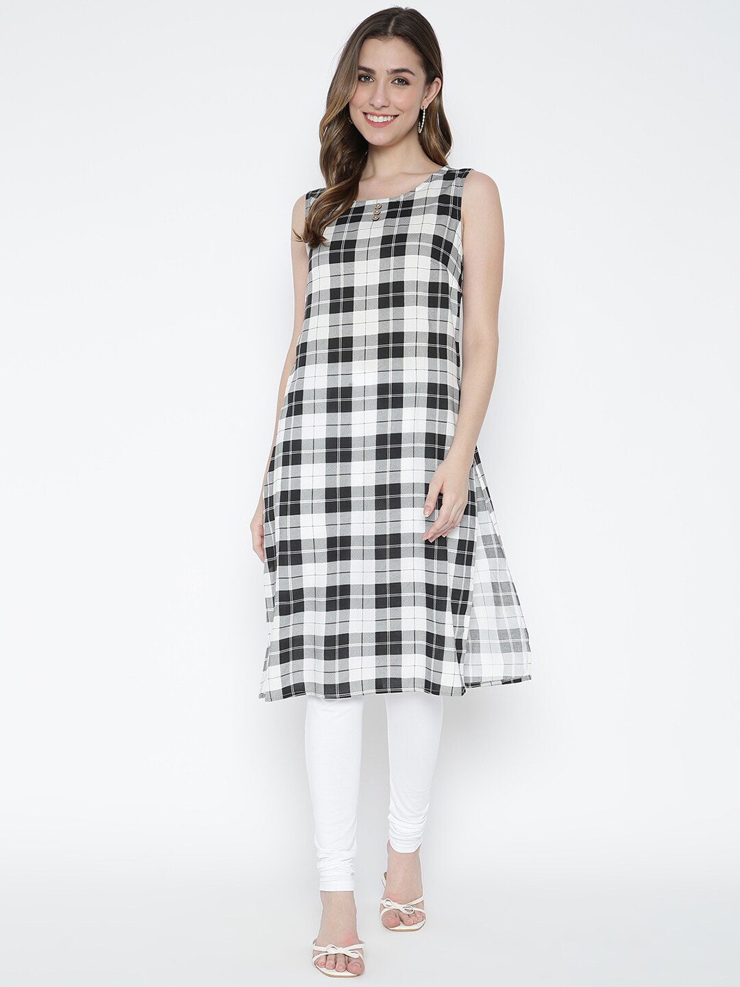 

V2 Value & Variety Women Black & White Printed Kurta