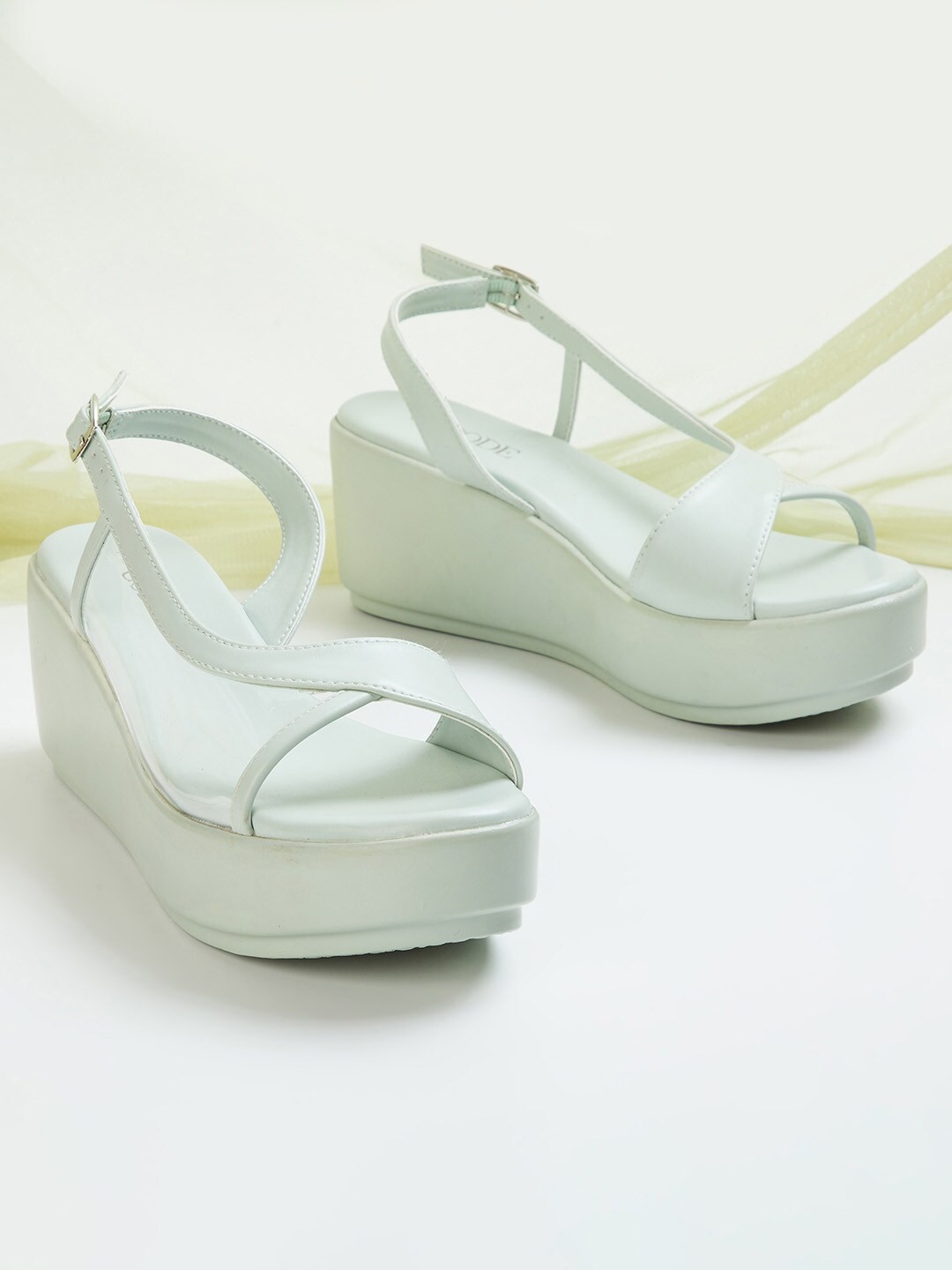 

CODE by Lifestyle Green Synthetic Open Toe Wedge Sandals