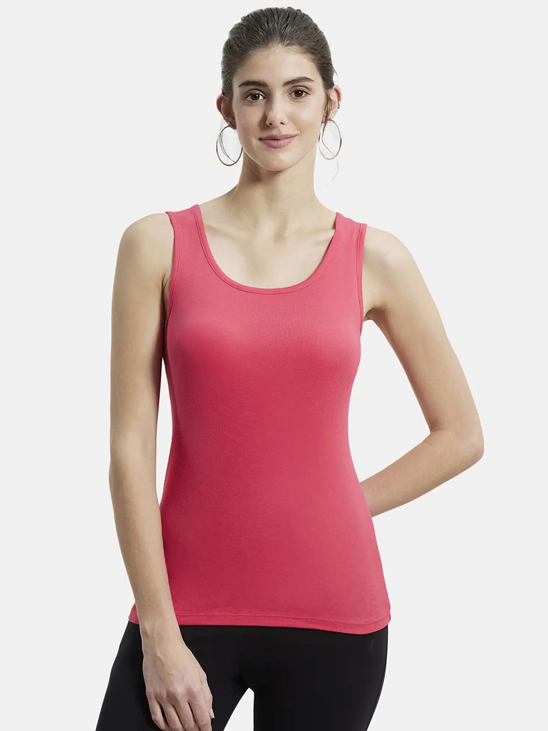 

Jockey Super Combed Cotton Rib Fabric Slim Fit Solid Tank Top-A113, Pink
