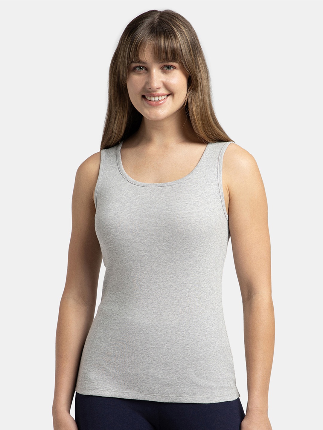 

Jockey Super Combed Cotton Rib Fabric Slim Fit Solid Tank Top-A113, Grey