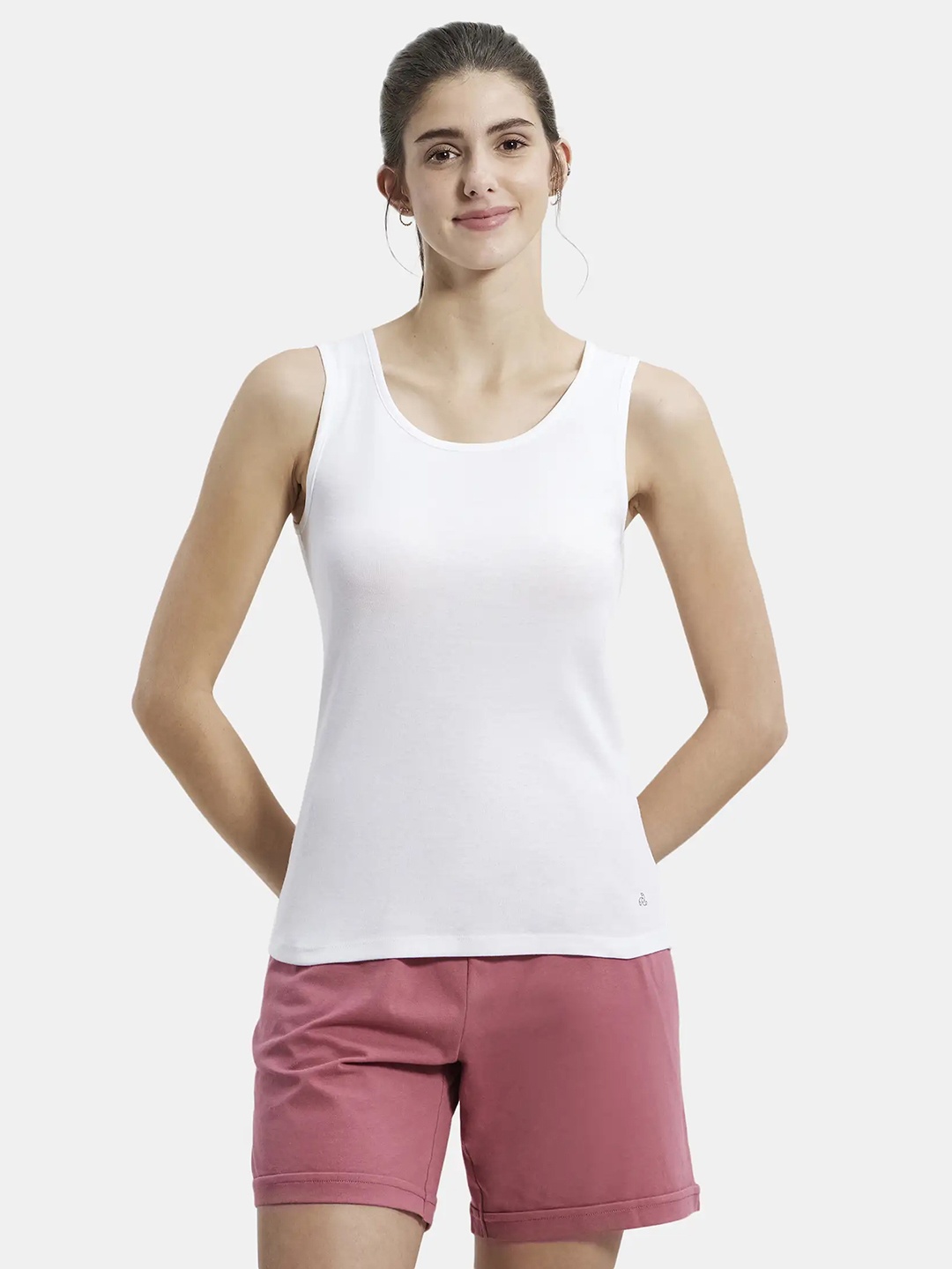 

Jockey Super Combed Cotton Rib Fabric Slim Fit Solid Tank Top -A113, White