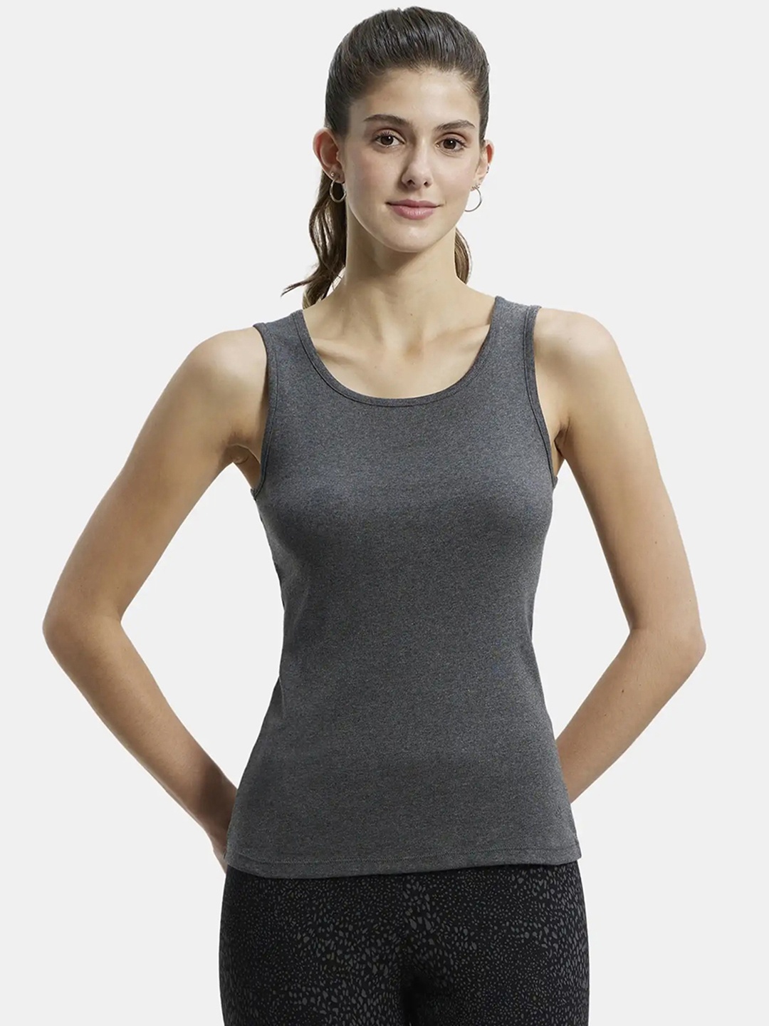 

Jockey Super Combed Cotton Rib Fabric Slim Fit Solid Tank Top, Grey