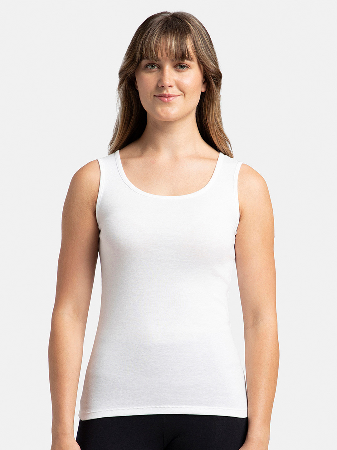 

Jockey Super Combed Cotton Rib Fabric Slim Fit Solid Tank Top-A113, White