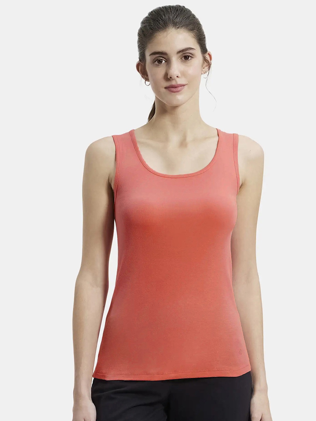 

Jockey Super Combed Cotton Rib Fabric Slim Fit Solid Tank Top-A113, Peach