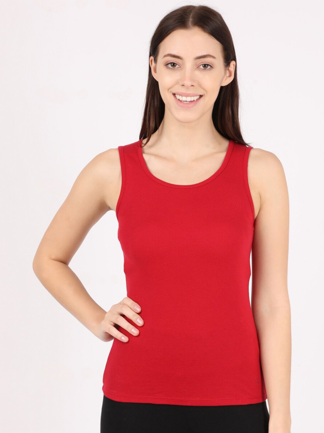 

Jockey Women Red Solid Tank Top