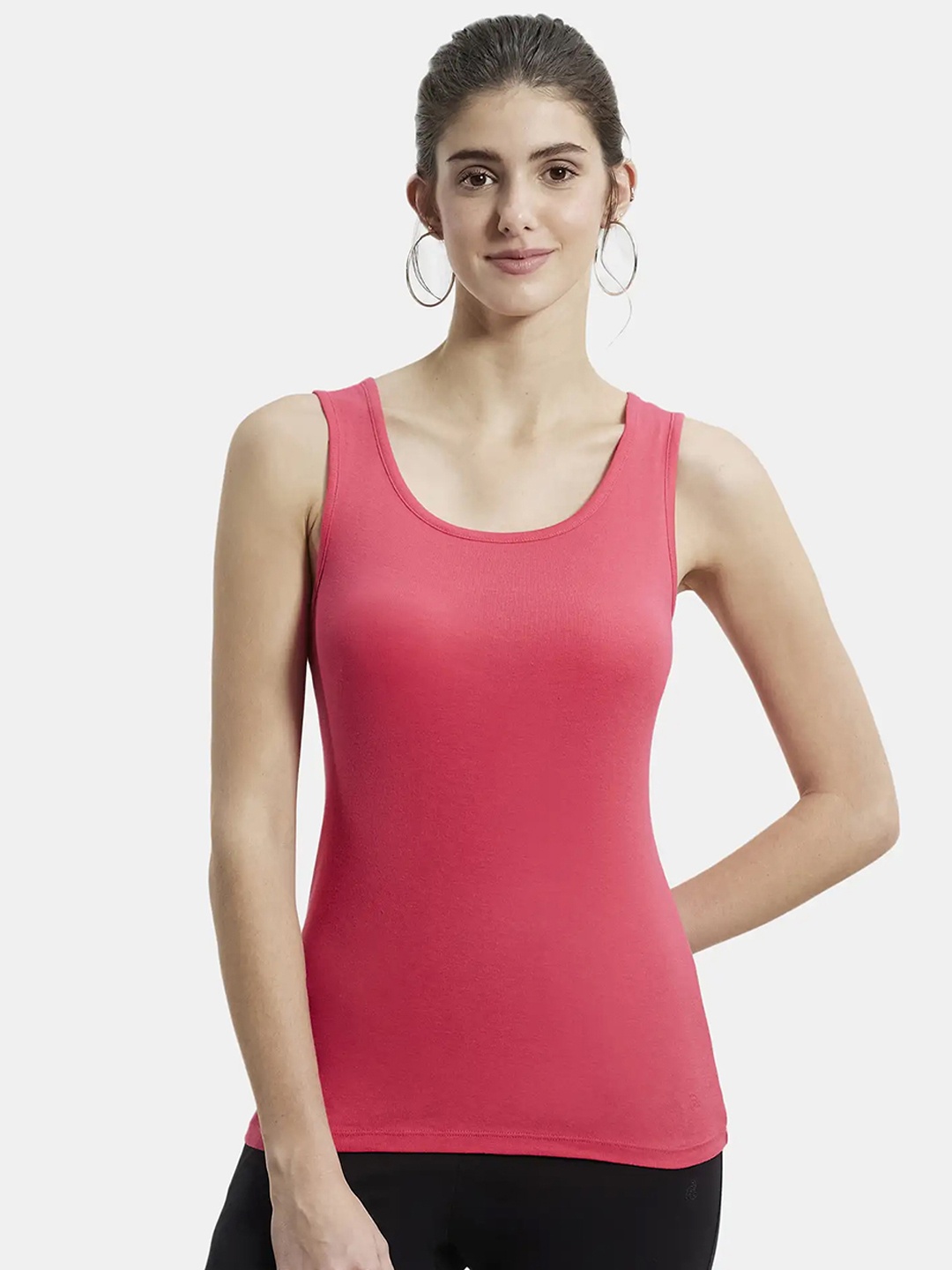 

Jockey Super Combed Cotton Rib Fabric Slim Fit Solid Tank Top-A113, Pink