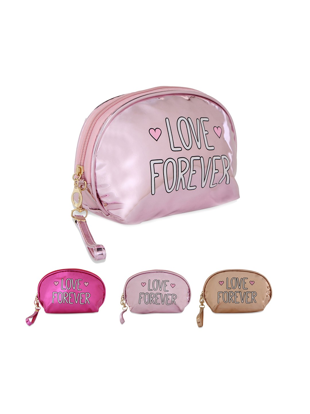 

NFI essentials Women Set Of 3 Printed Vanity Pouches, Pink
