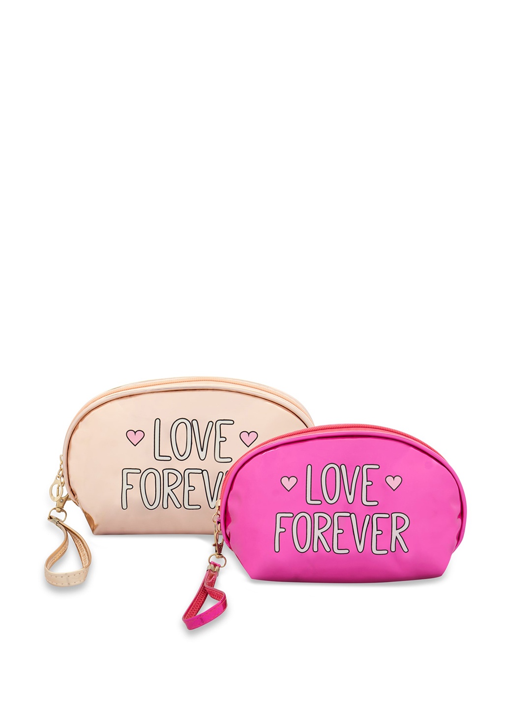 

NFI essentials Women Set Of 2 Printed Makeup Pouches, Pink