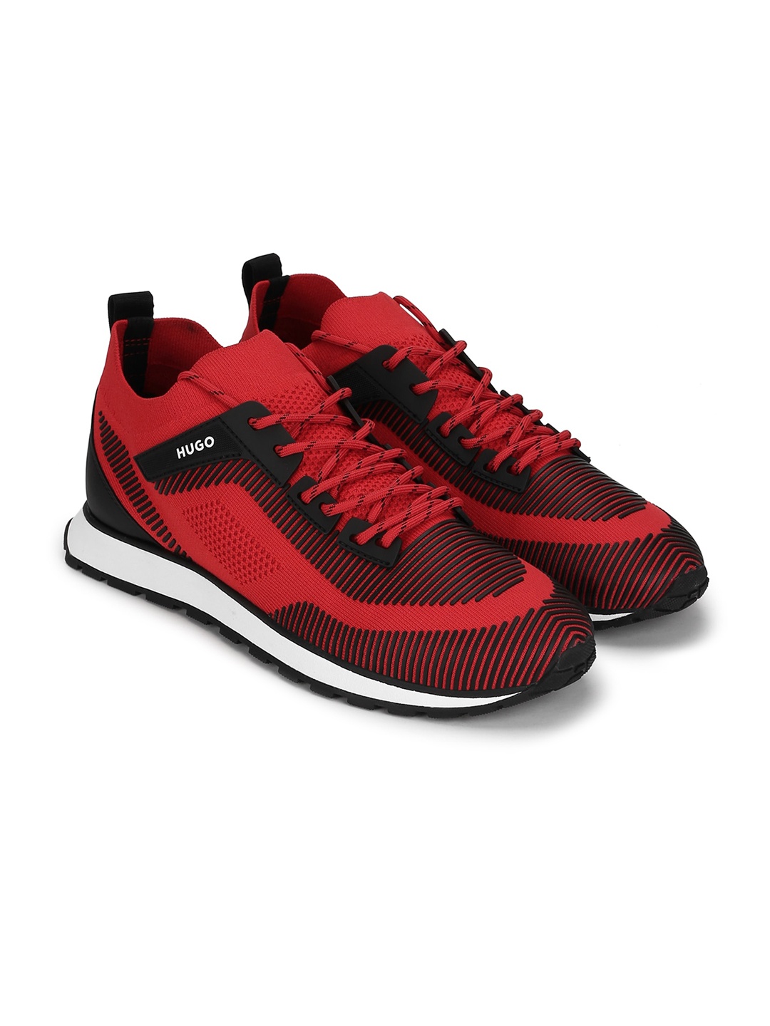 

HUGO Men Red Synthetic Striped Lace-Ups Sneakers