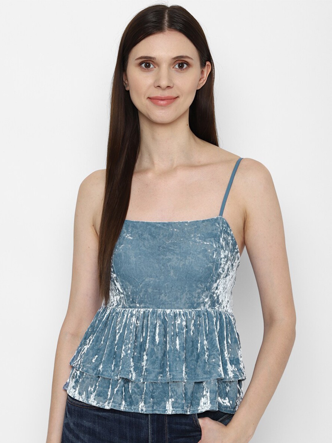 

AMERICAN EAGLE OUTFITTERS Blue Print Peplum Top