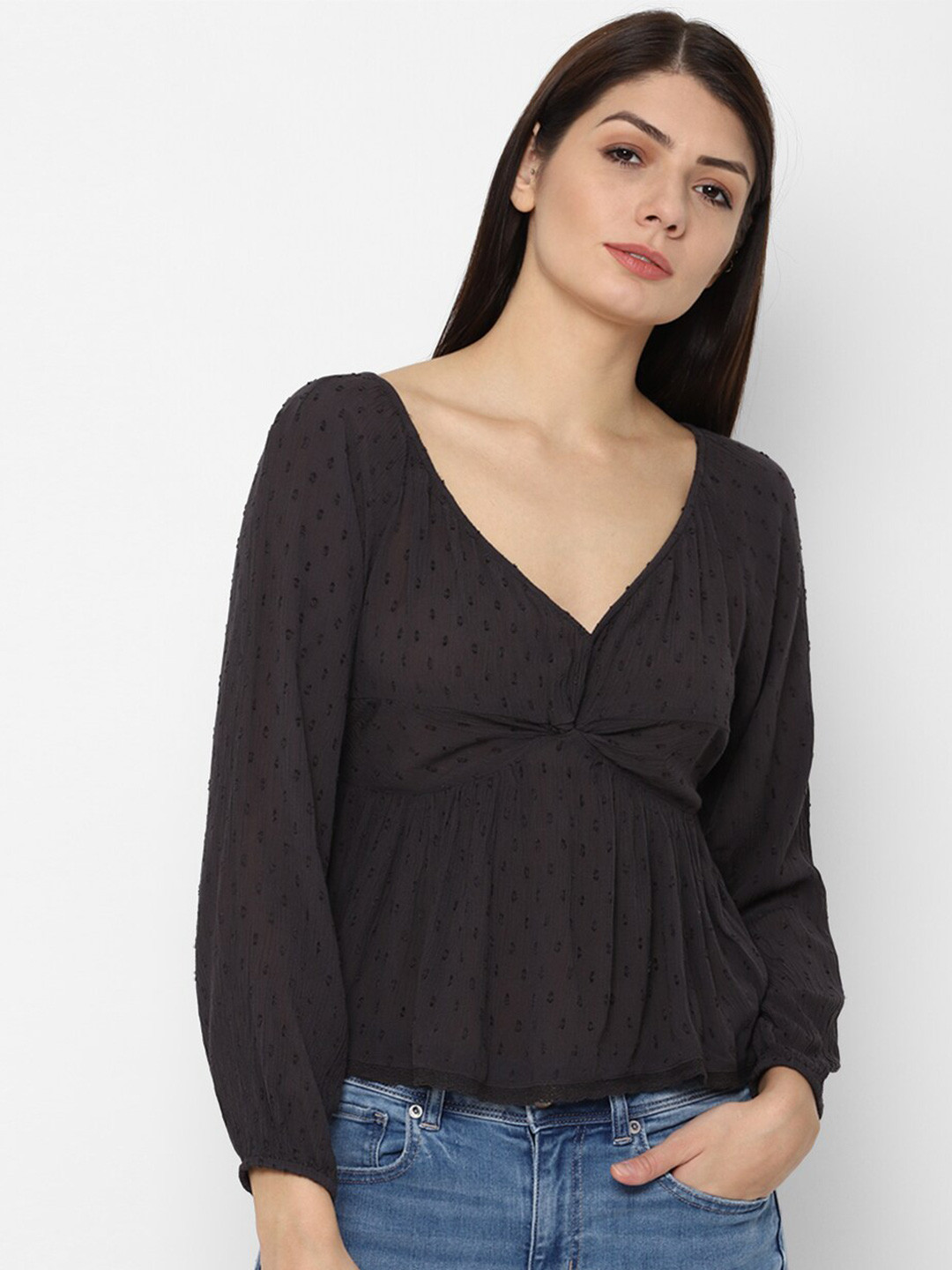 

AMERICAN EAGLE OUTFITTERS Women Black Empire Top