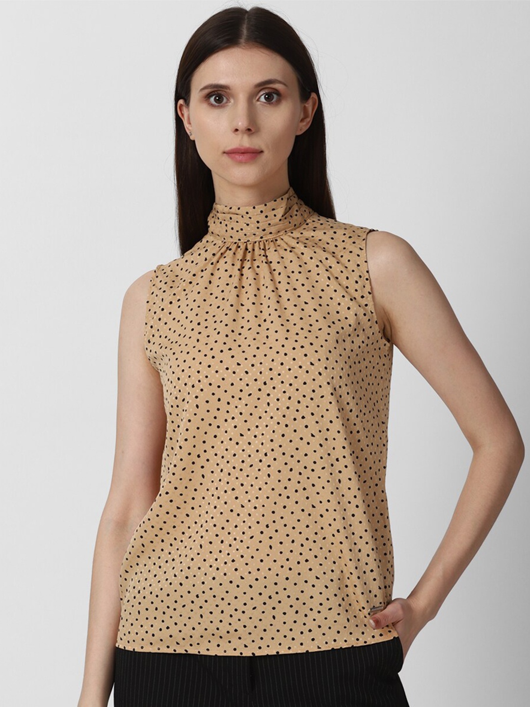 Van Heusen Woman Print Formal Top, Brown