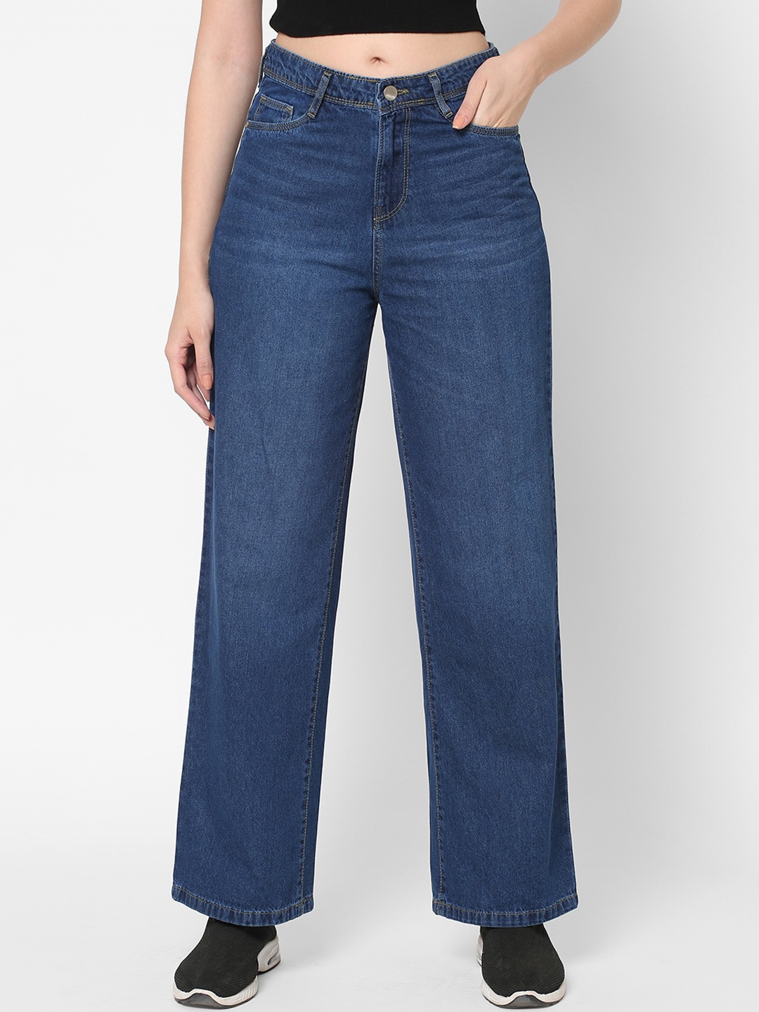 

Kraus Jeans Women Blue Wide Leg High-Rise Light Fade Jeans