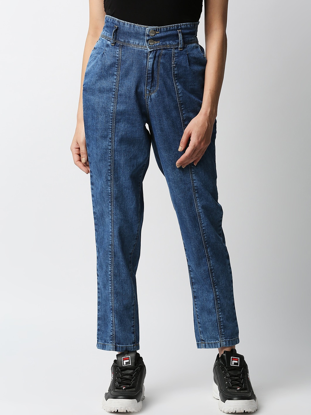 

Kraus Jeans Women Blue Straight Fit High-Rise Jeans