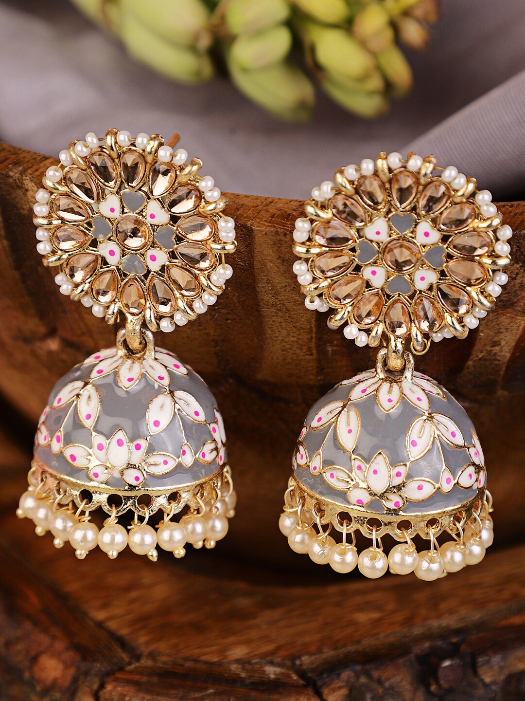 

Shining Diva Grey Classic Jhumkas Earrings