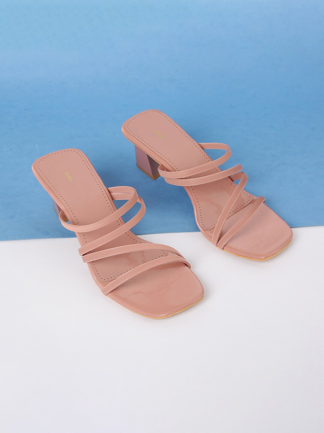 

max Pink Textured PU Block Sandals