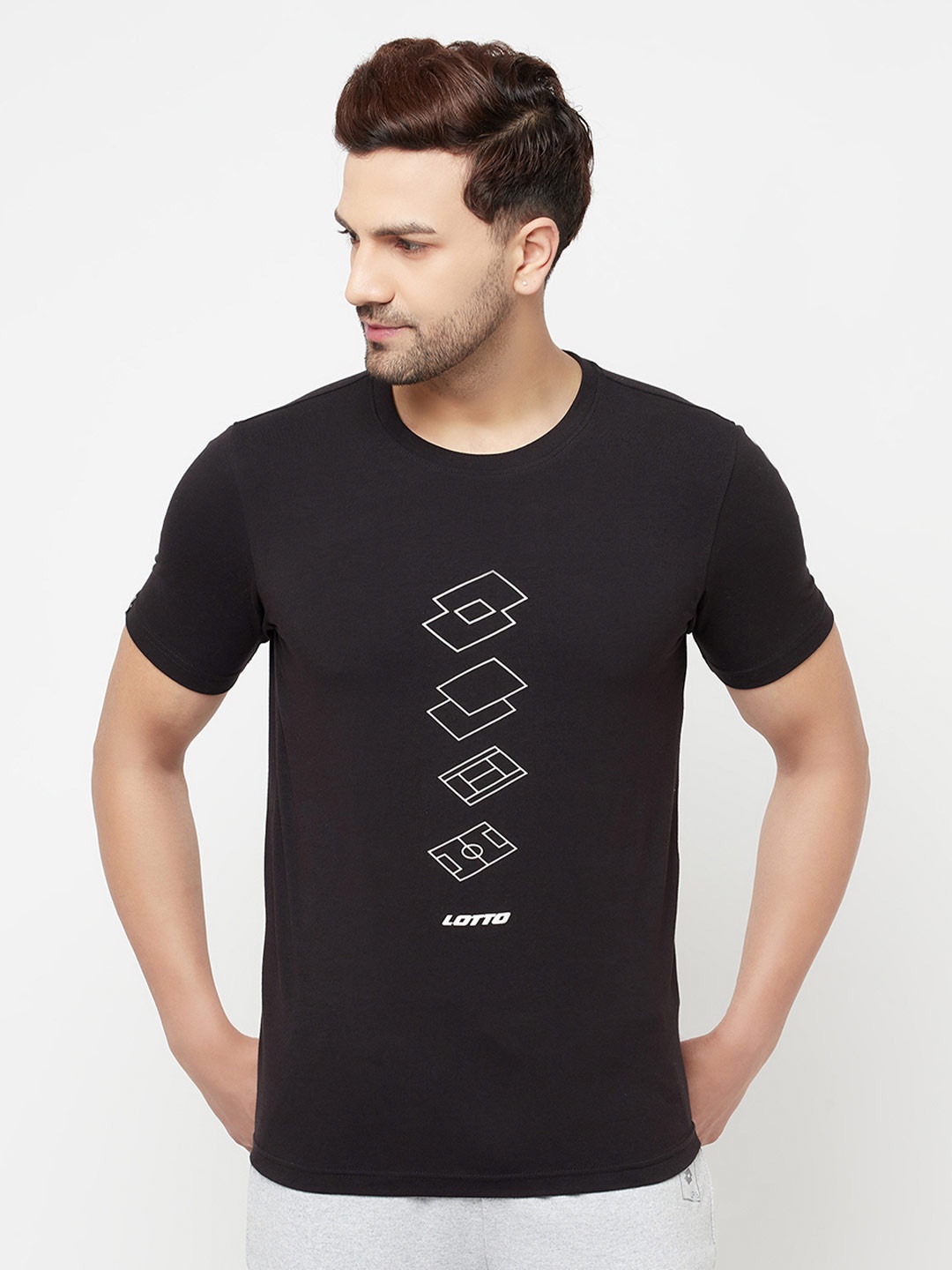 

Lotto Men Black Printed Monochrome T-shirt