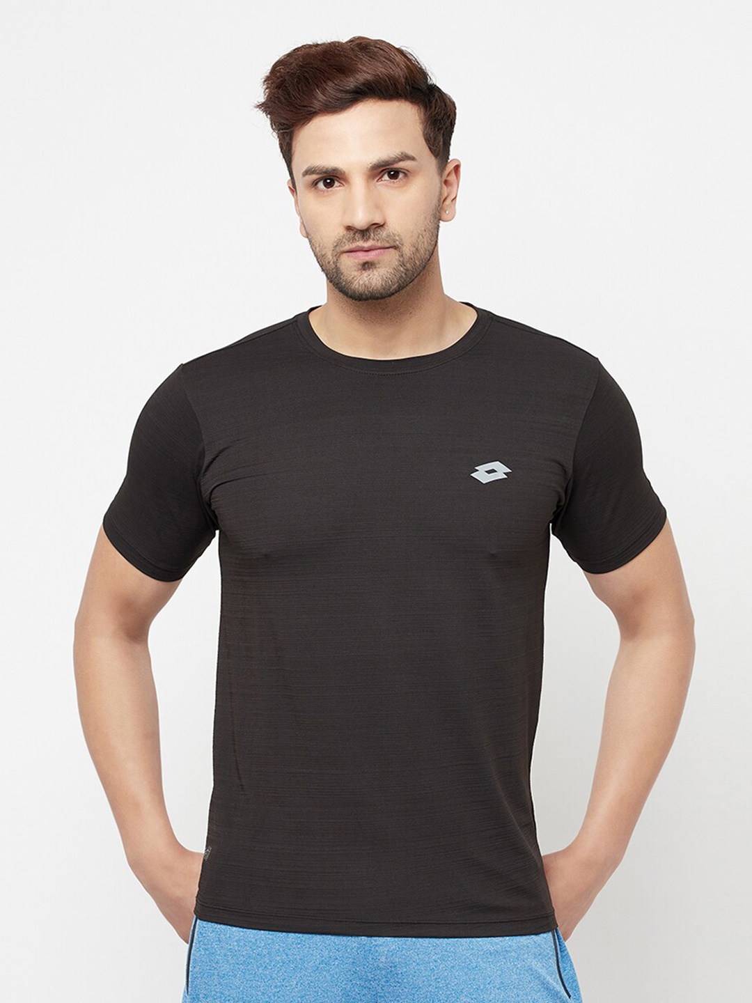 

Lotto Men Black Applique T-shirt