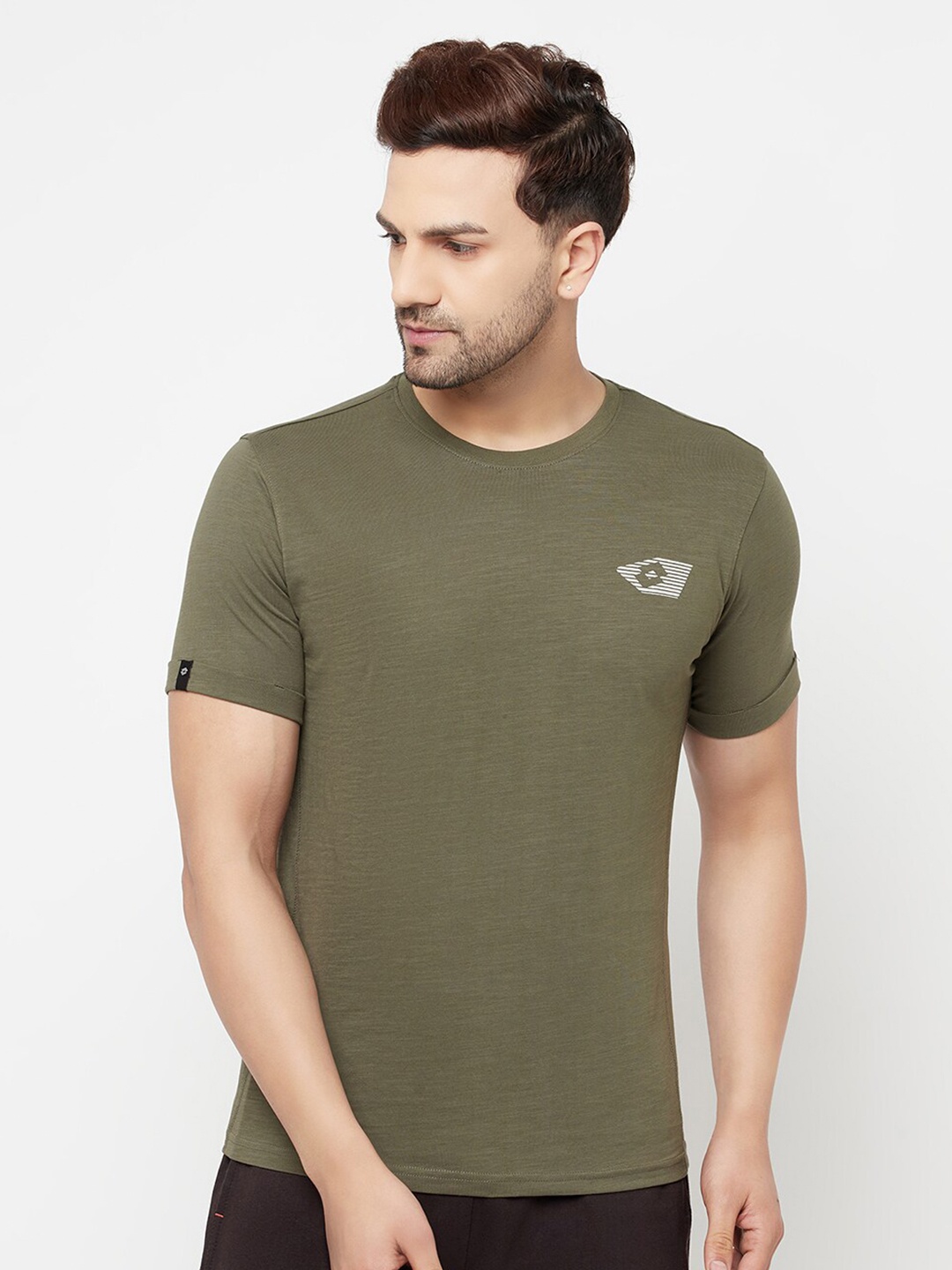 

Lotto Men Olive Green Applique T-shirt