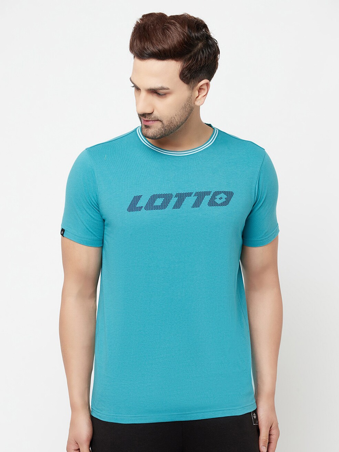

Lotto Men Sea Green Typography Printed Applique T-shirt