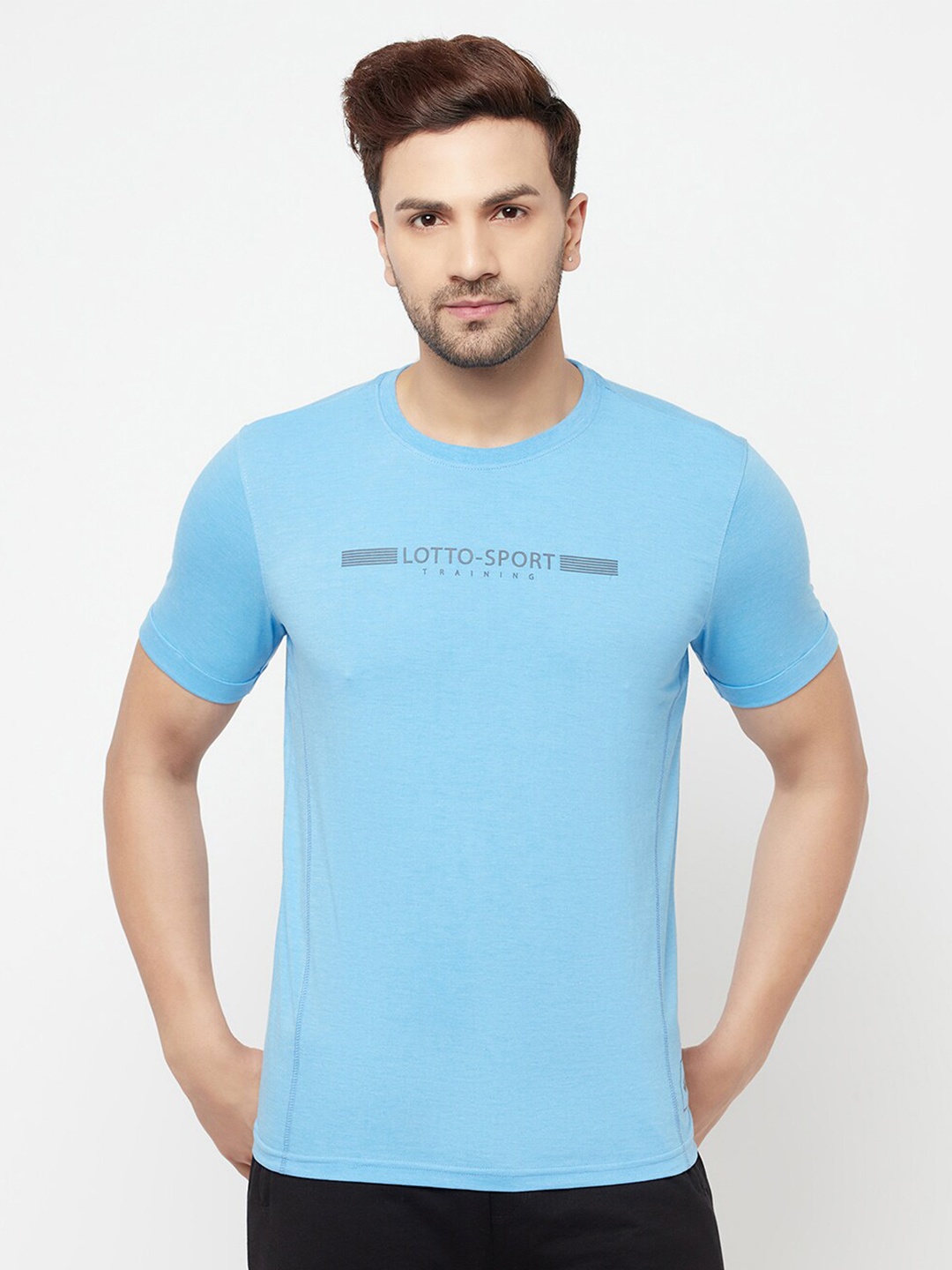 

Lotto Men Blue Typography Printed T-shirt