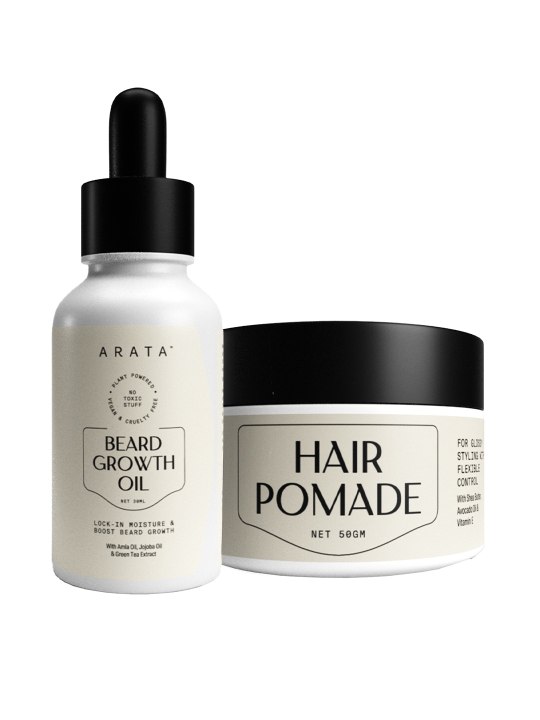 

ARATA Men Style Flex Set - Hair Pomade 50g & Beard Growth Oil 30ml, White