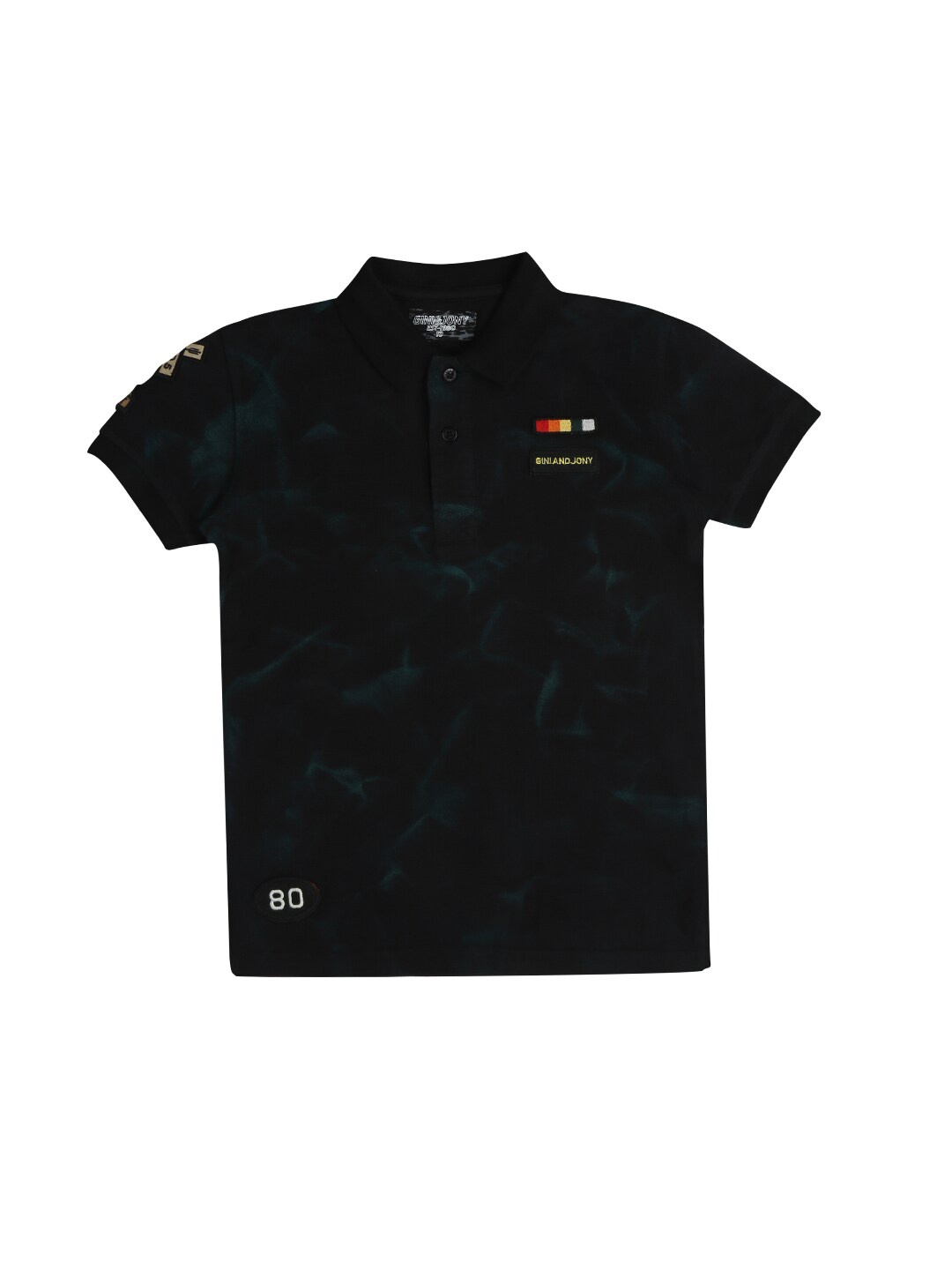 

Gini and Jony Boys Black Printed Raw Edge T-shirt