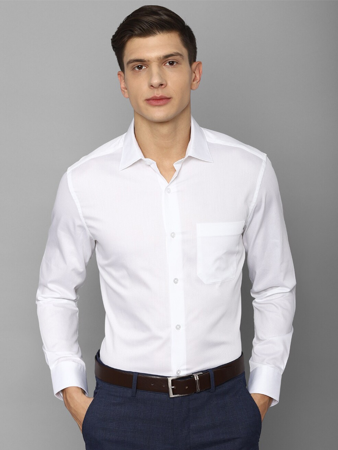Louis Philippe Men White Solid Formal Shirt