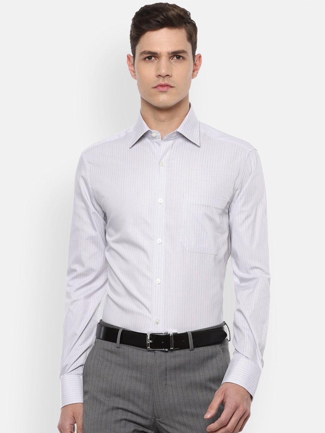 

Louis Philippe Men White Striped Formal Shirt