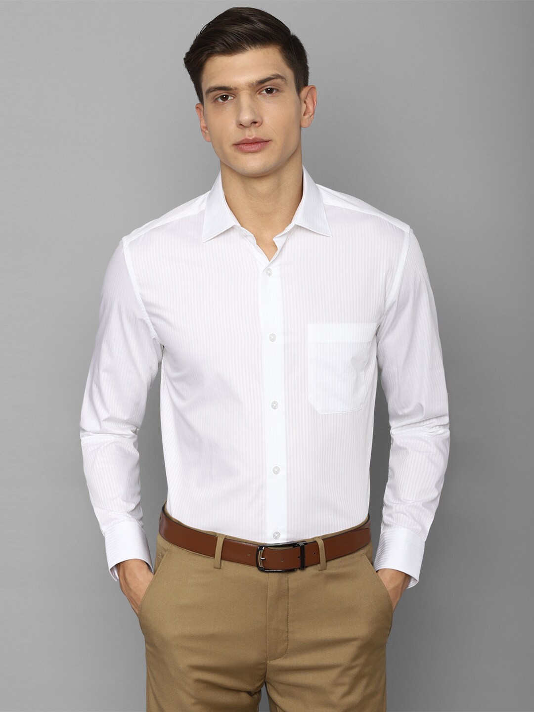 

Louis Philippe Men White Striped Formal Shirt