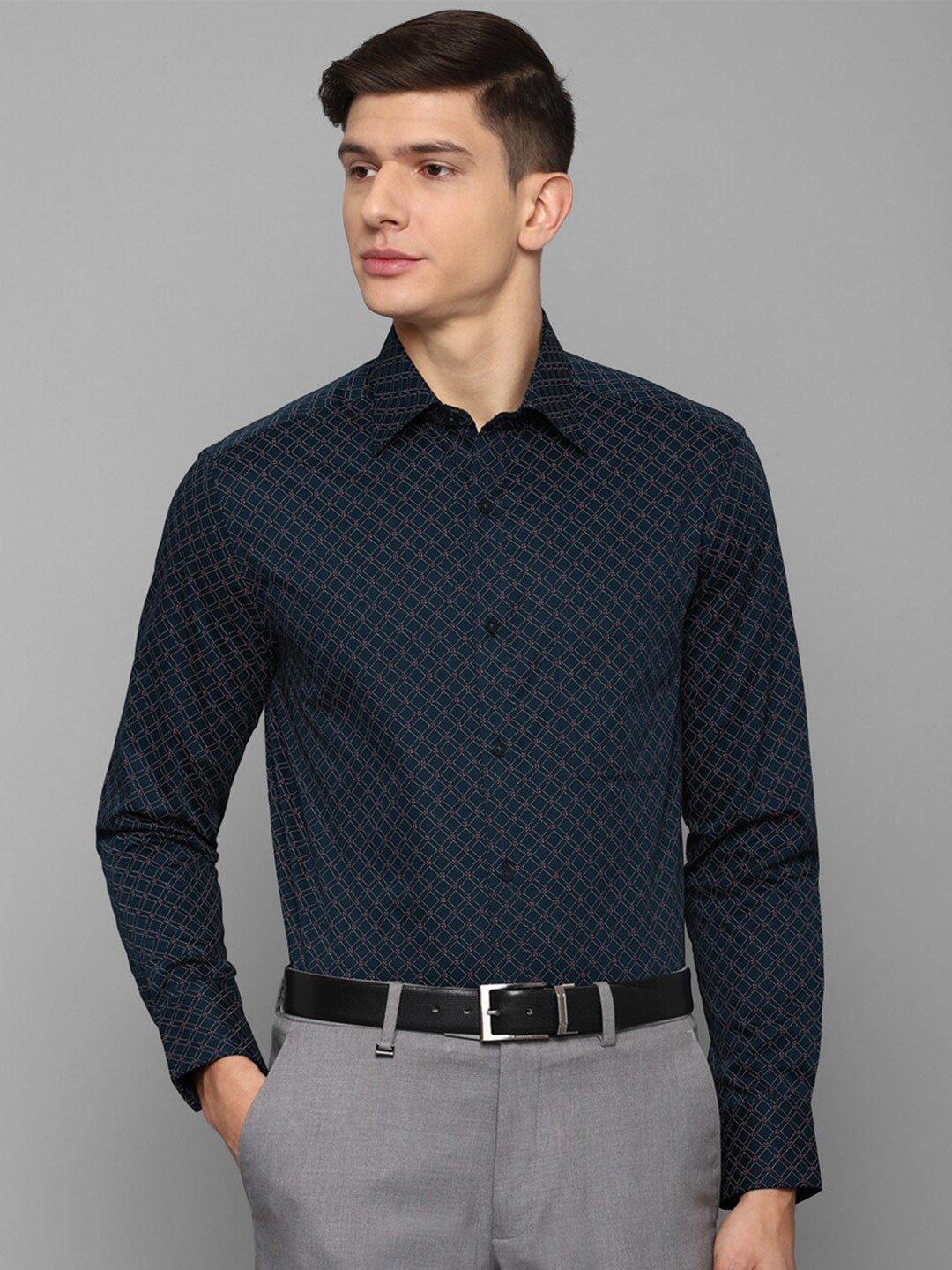 

Louis Philippe Men Navy Blue Printed Formal Shirt