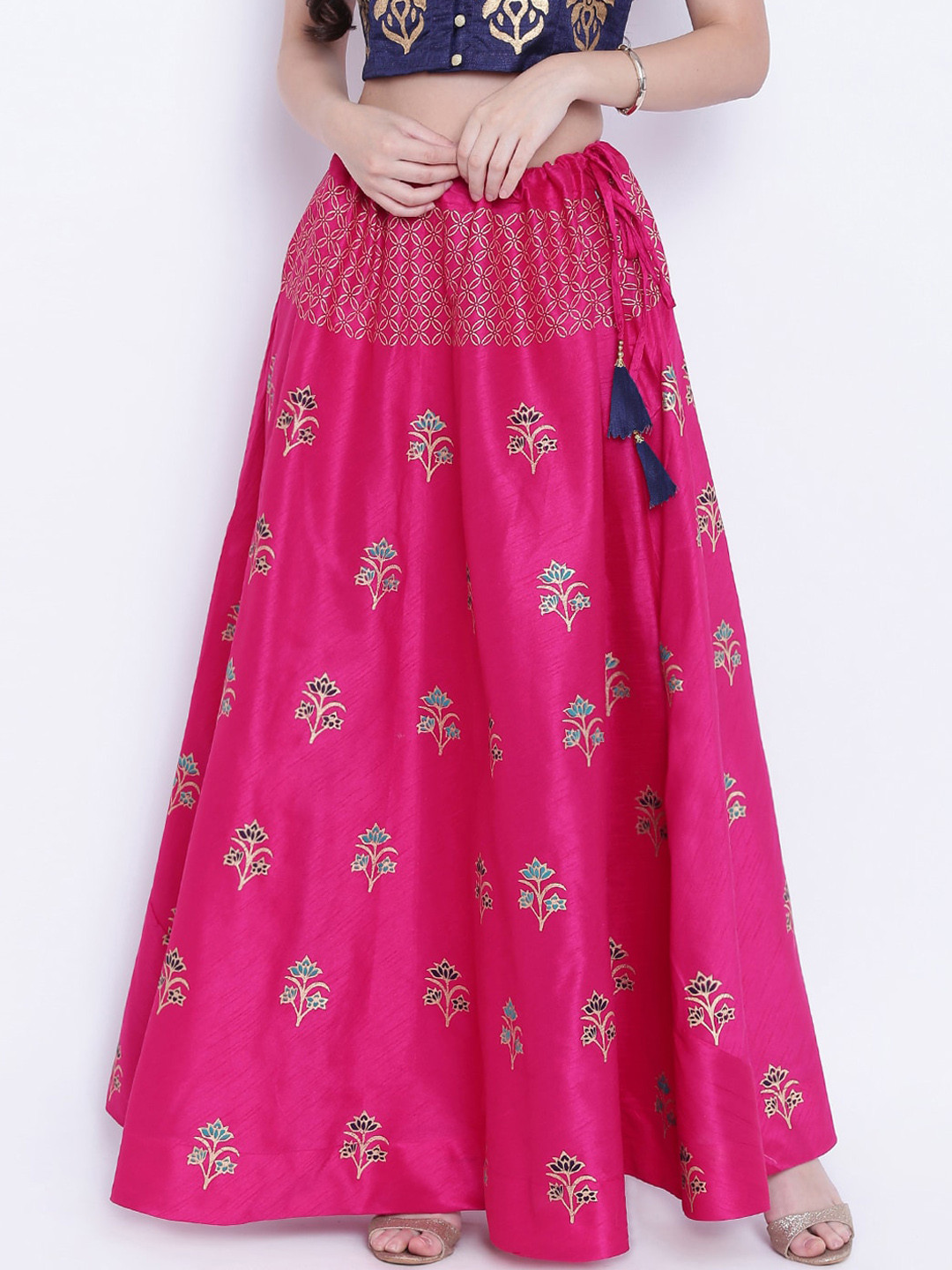 

studio rasa Women Magenta Ethnic Motifs Block Printed Ethnic Maxi Skirt