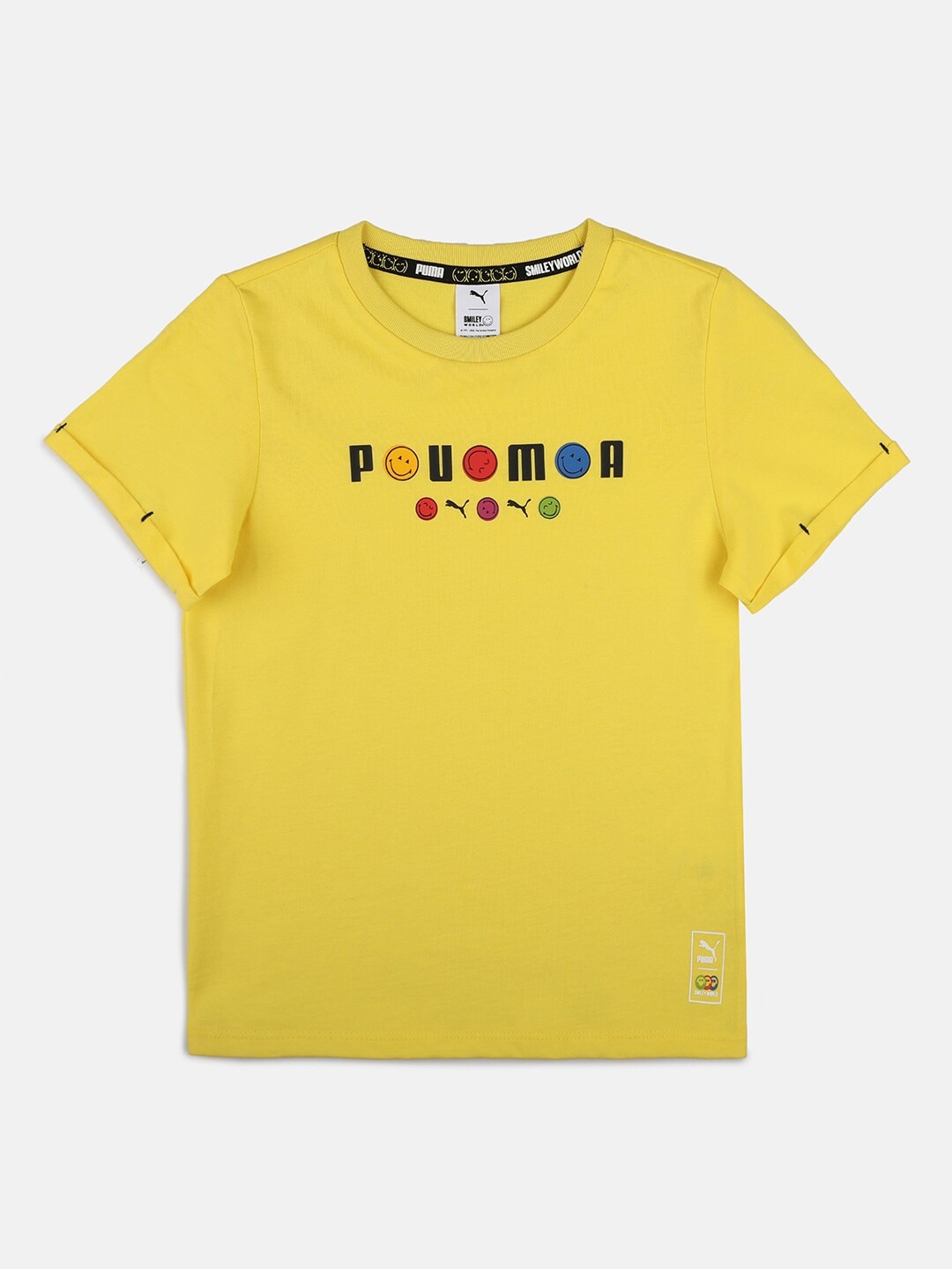 

Puma Kids Yellow Typography Printed Smlileyworld T-shirt