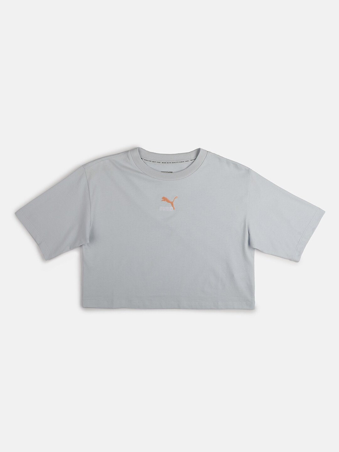 

Puma Girls Grey Solid Relaxed Fit GRL Cropped Youth T-shirt