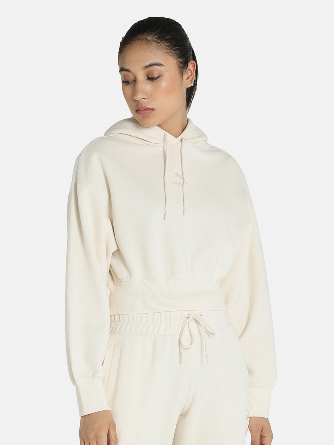 

Puma Women Off White Classics Hooded Sweatshirt